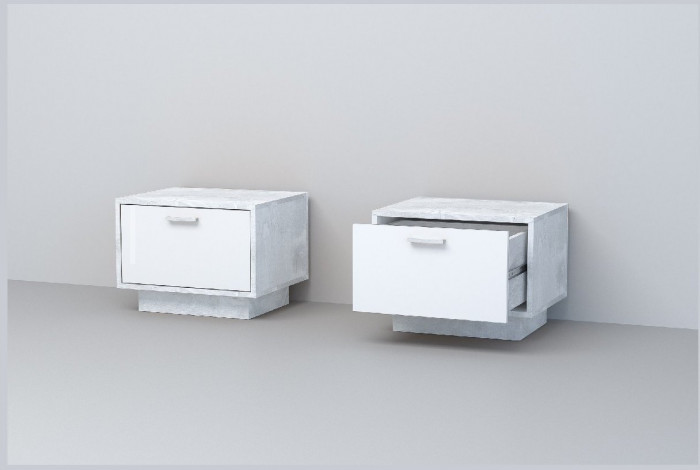 Эго Тумба Т-5 ПД (Глянец Белый/Бетон Светлый)