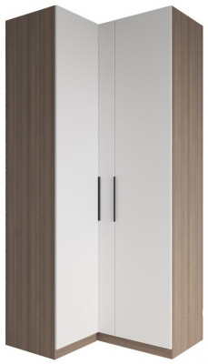 МС Роза Шкаф угловой Базовая комплектация, Ройс+ ручка скоба 2 шт., Орех Франклин карамель/Белый софт