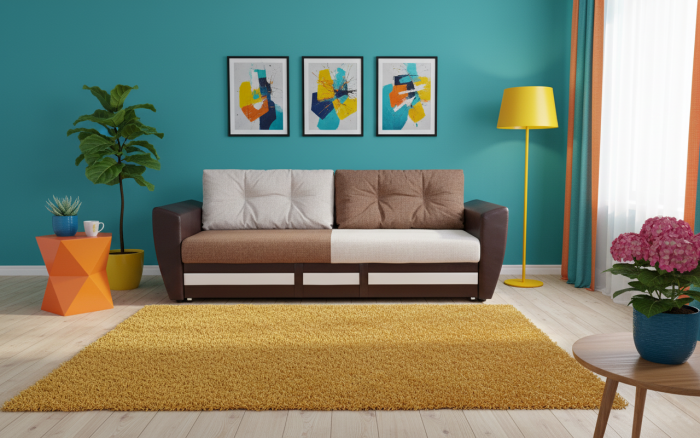 Диван-еврокнижка Амстердам, 160х195, пружинный блок, рогожка/экокожа, комби