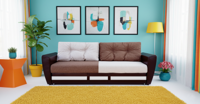 Диван-еврокнижка Амстердам, 160х195, пружинный блок, рогожка/экокожа, комби