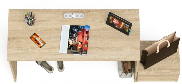 Мори письменный стол МСП1200.1 + Тумба ТМП400.1, дуб сонома