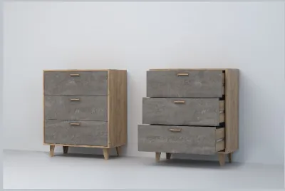 Эго Комод К-3 НГ (Камень Темный/Дуб Крафт Золотой)