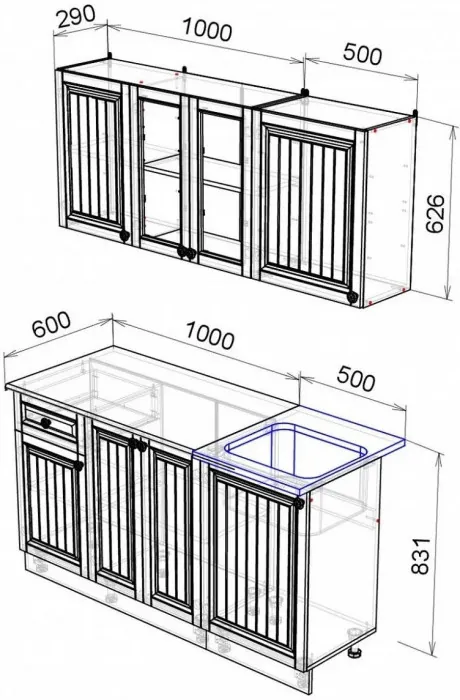 Кухня МДФ Хозяюшка 1500, Трюфель