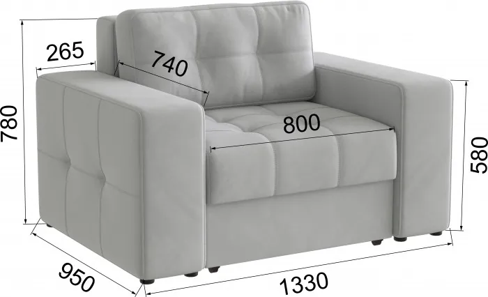 Кресло-кровать Верден, Светло-серый