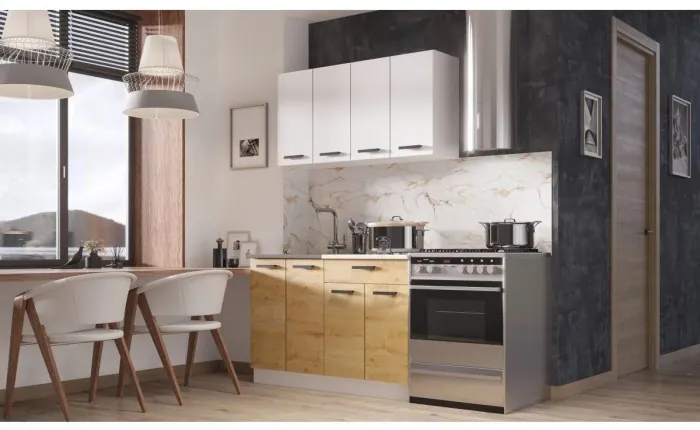 Кухня ЛДСП Хозяюшка 1200 Вотан (Белый, Вотан)