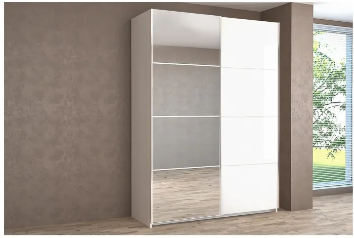Шкаф-купе Иннэс-5 1400 Ф1/Ф2, Белый глянец/Бодега белая