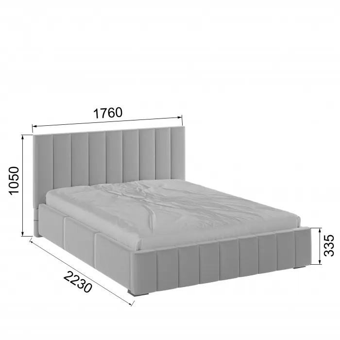 Нега Кровать интерьерная 160 светло-серый, ПМ