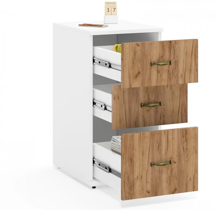 Лидер-8 Модуль Тумба МД 3.16, белый шагрень/крафт золото