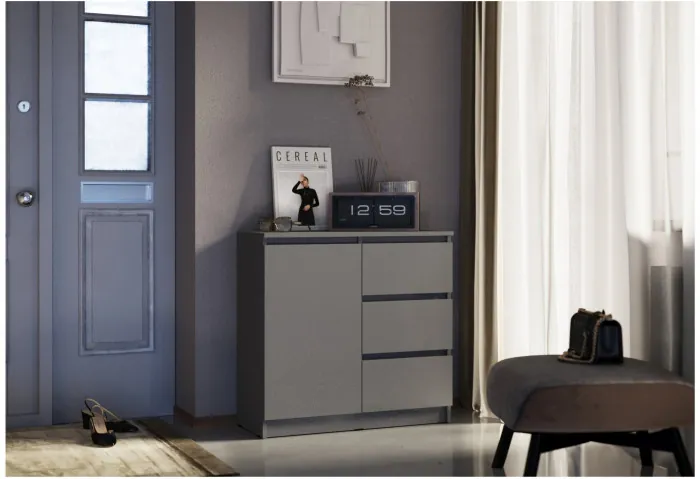 Челси Комод 800 (3 ящик 1 дверь) (Дуб Сонома, Дуб Сонома)