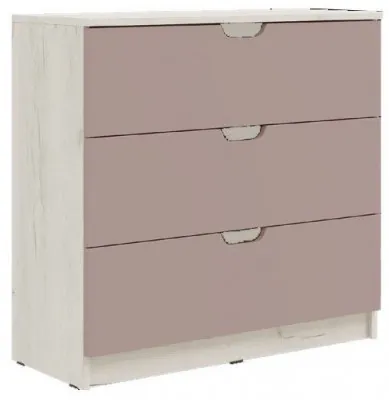 Юниор-4 Комод 3 ящика (800) (Шарли пинк, Крафт белый)