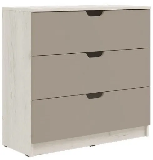 Юниор-4 Комод 3 ящика (800) (Шарли пинк, Крафт белый)