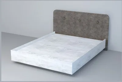 Кровать 1,6 арт.031 (Пуговицы) ЛН. (Бетон Светлый/Стальной Серый)