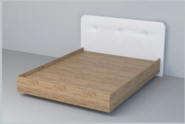 Кровать 1,6 арт.031 (Пуговицы) ЛН. (Бетон Светлый/Стальной Серый)