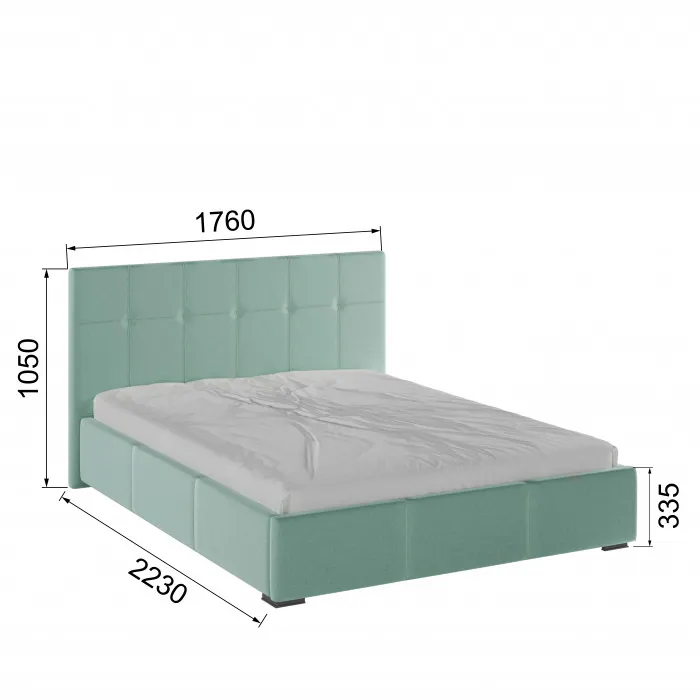 Рио Кровать интерьерная 160 мятный квадрат, ПМ