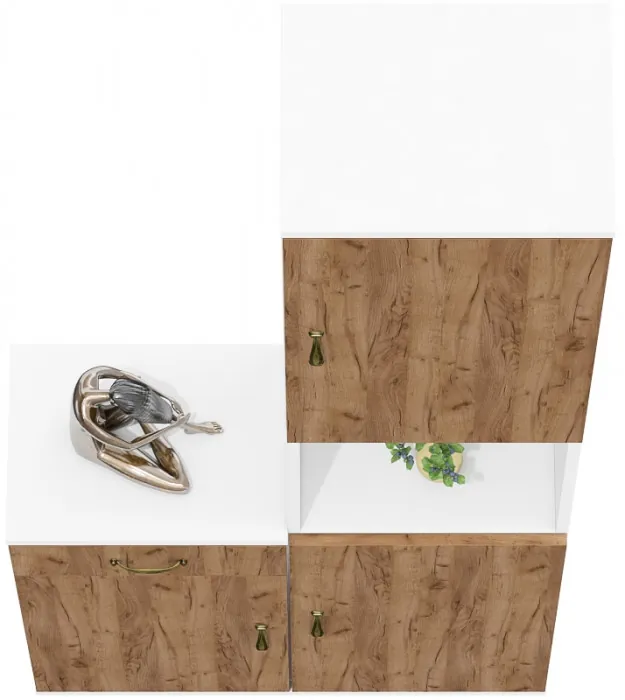 Лидер-8 Пенал + Тумба МД 3.15, белый шагрень/крафт золото