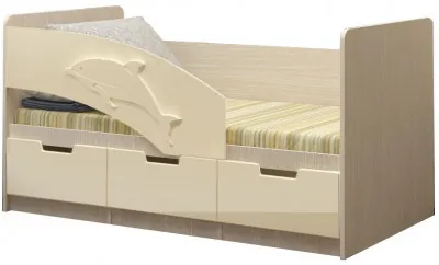 Детская кровать Дельфин-6 МДФ, 80х180, ваниль