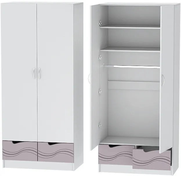 Детская комната Бриз МДФ, набор 6, Белый/Ирис (Волна)