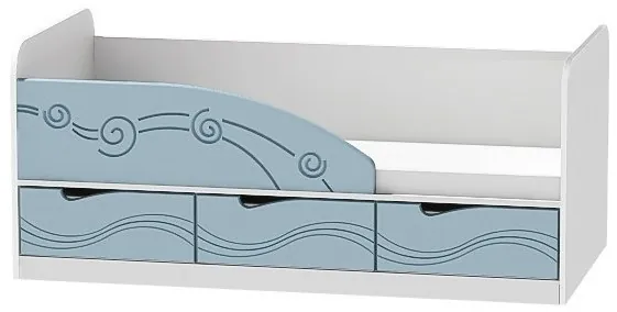 Кровать Бриз-4 80х160 Волна (Ясень шимо светлый/Шоколад/Волна)