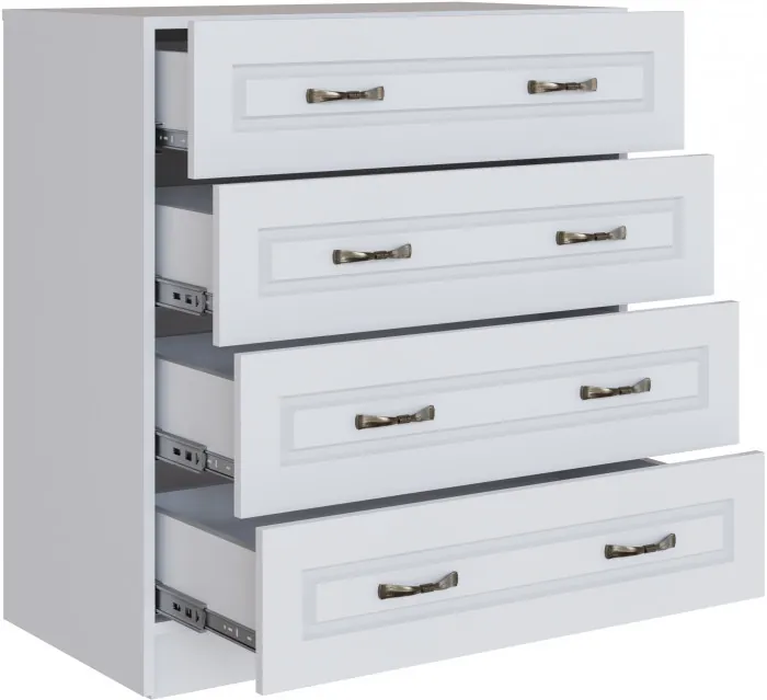 Комод с 4-мя ящиками Апполия, Белый/Белый дуб