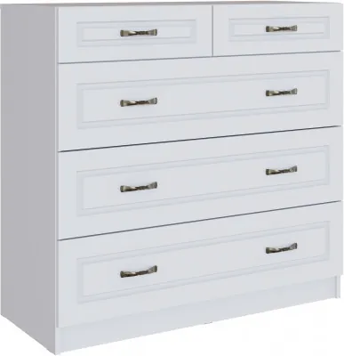 Комод с 5-мя ящиками Апполия, Белый/Белый дуб