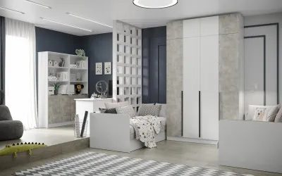 Набор мебели для подростковой "Мадрид", Белый/Ателье светлое