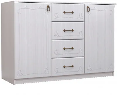 Кэт-6 бодега/сандал Комод 2-ств./Ящики (Бодега белая / Сандал)