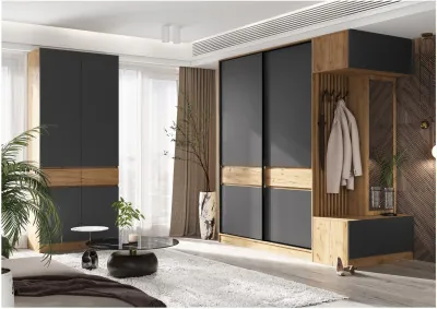 Модульная прихожая Роджинамиф, комп.4 (Графит, Крафт золотой)