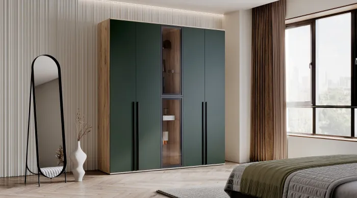 Норд Шкафы 800 + Пенал-стекло 400, Дуб крафт/Изумрудный