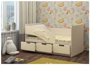 Детская кровать Дельфин-6 МДФ, 80х160, ваниль