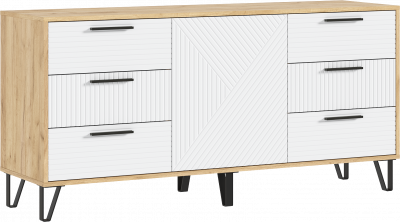 Флэш Комод 1500 браш вайт/дуб крафт