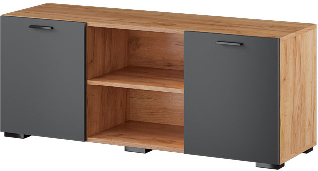 Гостиная "Дублин" Тумба ТВ гикори рокфорд/графит серый