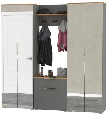 Октава Прихожая 25, серый графит/дуб крафт золотой/фасады МДФ серый графит