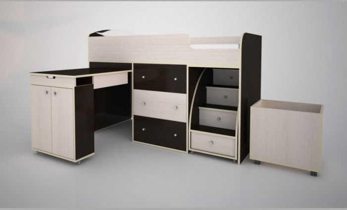 Кровать-чердак Малыш 70х160 (венге / дуб)