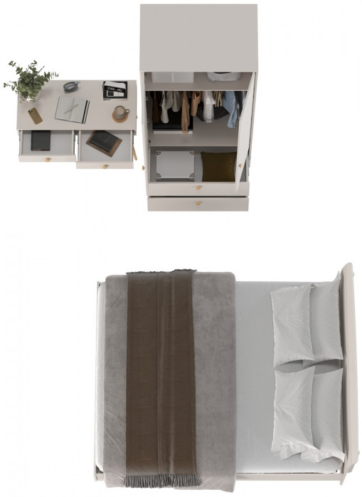 Афина Спальня 07-1600, цвет кашемир серый, сп.м. 1600х2000 мм., б/м, основание есть - фанера