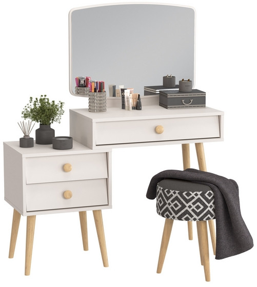 Афина Спальня 4-25901М1к.с. Трюмо + Банкетка 6-5132ТКчёр Юна, цвет кашемир серый/ткань чёрная, ШхГхВ 105х38,6х129 + 33х33х45 см., универс. сб.