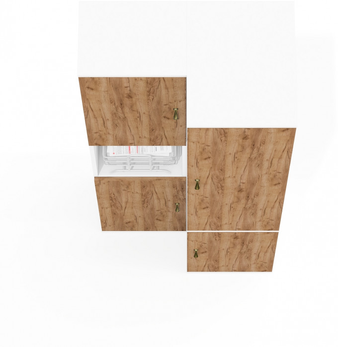 Лидер-8 Модуль Пенал + Пенал МД 23Б, цвет белый шагрень/крафт золото, ШхГхВ 80х50х190 см., универсальная сборка