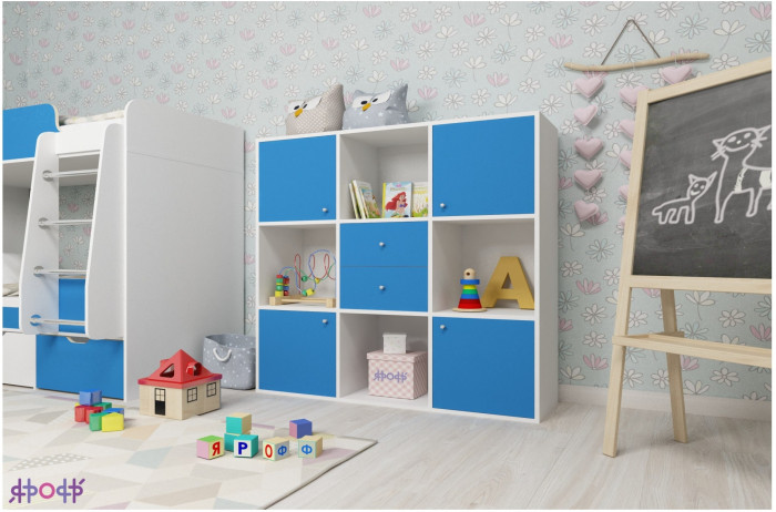 Стеллаж Джери (Ясень Анкор Темный/Белое дерево)