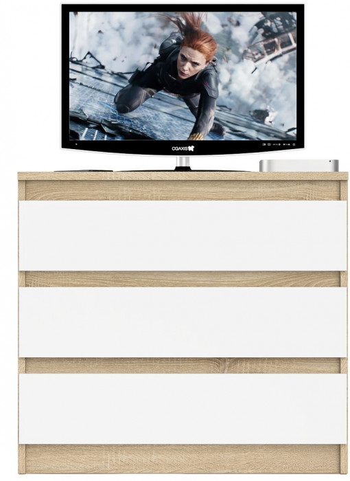 Мори Комод МК800.1, цвет дуб сонома/белый, ШхГхВ 80,4х41х73 см.