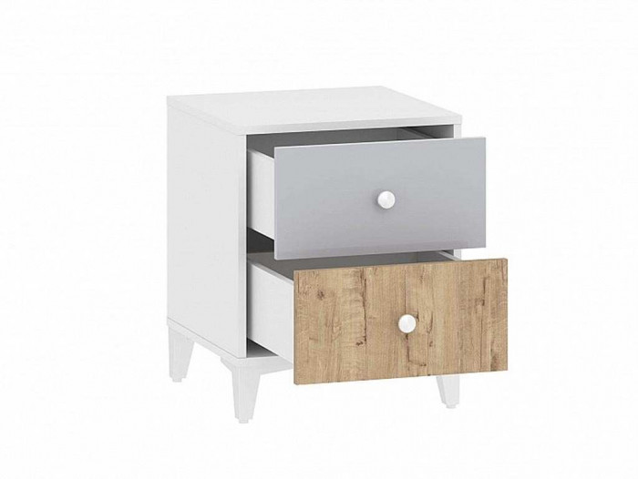 НМ 041.11 тумба прикроватная Морти Дуб Бунратти/белый/серый