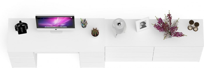 Мори Стол компьютерный МС-2 + Комод МК1380.6, цвет белый, ШхГхВ 273,4х50х76,6 см., универсальная сборка