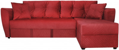 Диван-кровать угловой Амстердам Люкс, 150х200, еврокнижка, велюр, красный