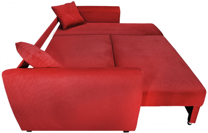 Диван-кровать угловой Амстердам Люкс, 150х200, еврокнижка, велюр, красный