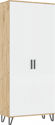 Флэш Прихожая Шкаф (Браш Вайт, Дуб Крафт)