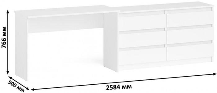 Мори письменный стол МСП1200.1 + Комод МК1380.6, белый