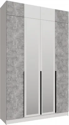 Шкаф 1,6 с антресолью и зеркалом Мадрид, Белый/Ателье светлое