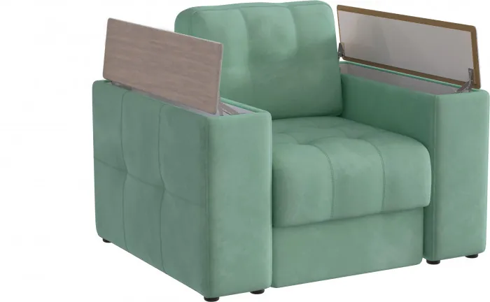 Кресло Нави, Мятный/Холст белый МДФ