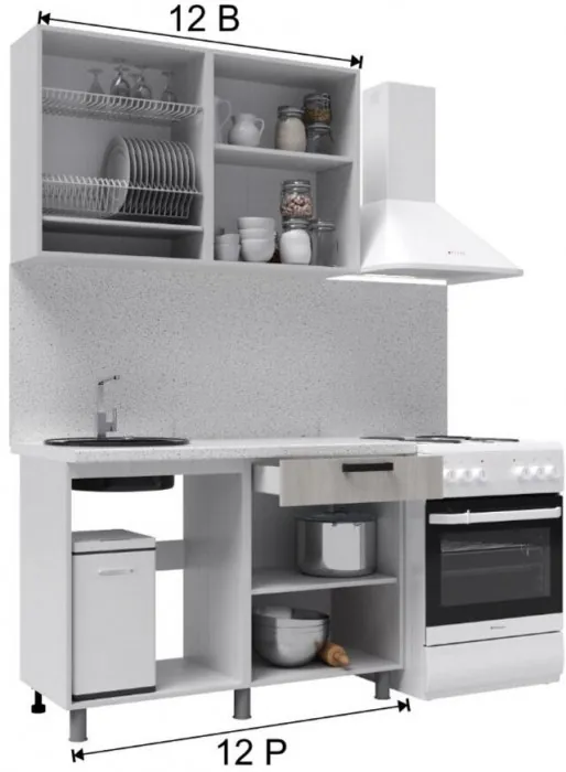 Кухонный гарнитур Палермо 1,2м Дуб Остин Серый/Дуб Остин бежевый