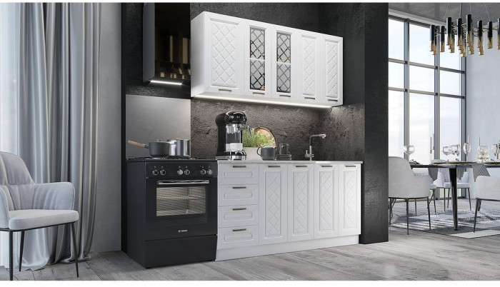 Кухня МДФ Агава 1600 (Трюфель, Белый)