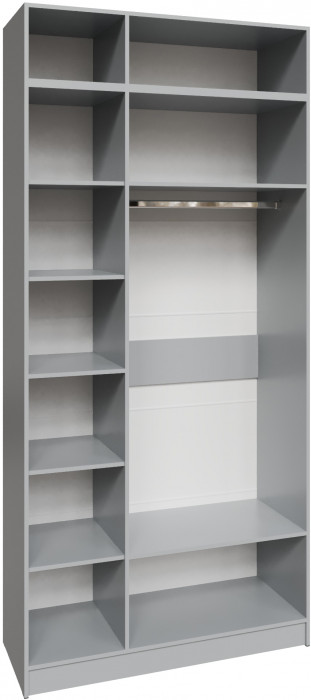 Шкаф 1,2 с антресолью и зеркалом Мадрид, Камень серый