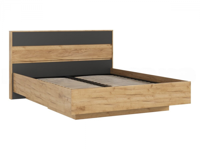 Роджина Кровать парящая 160 с ортопедом дерево, графит/дуб крафт